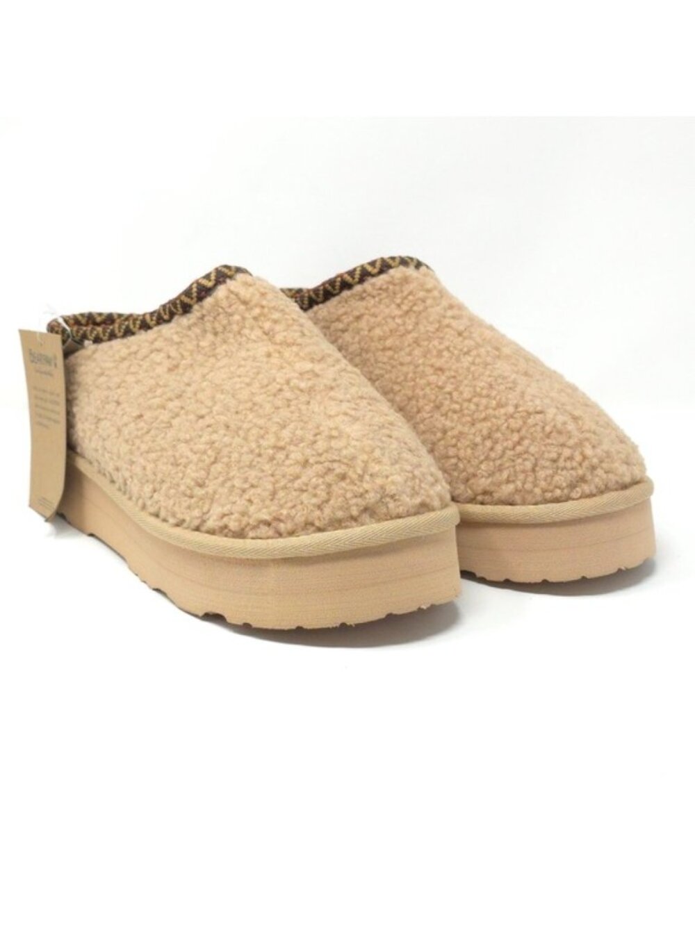 BEARPAW Snuggle Morris Youth Oat Sherpa Platform Clog Size 7Y - Picture 2 of 8